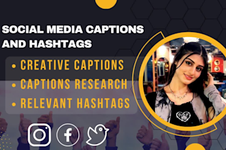 write catchy instagram and social media captions and hashtags