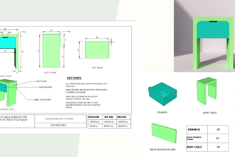 do 3d modelling furniture technical drawing and draftsman