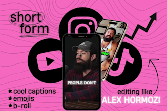 edit youtube shorts, instagram reels and tiktok videos like alex hormozi