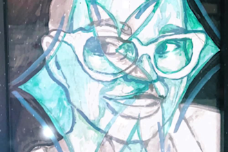 paint or draw a colorful geometric portrait