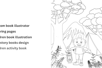 do children book coloring page illustrations and word search