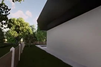 render 3d futuristic villa,exterior house animation,modern house landscape pool