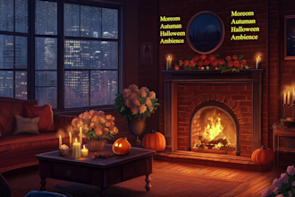 create cozy autumn halloween ambience relaxing rain video