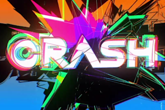 design and animate dj band music logo and add a crumple crash glitch effect