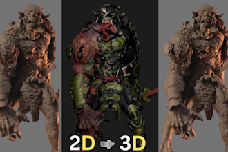 convert 2d to 3d  stl model for 3d printing design modelling character sketch up