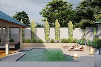do your landscape design, garden, front yard, backyard, patio, and 3d render