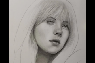 draw a realistic pencil sketch portrait from photo