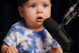 create baby talking podcast, ai baby podcast viral videos