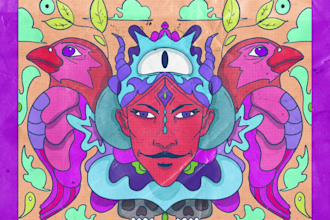 make retro psychedelic 60s 70s poster flyer music cover art