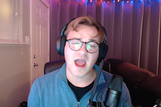 voice a goofy white male voice over in american engish