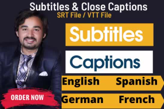 add perfectly subtitle and closed captions to english, german, spanish, french