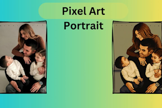 minimalist, custom art, digital pixel portrait character and background