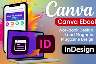 canva ebook, workbook design, magazine, booklet, worksheet design, flyer design