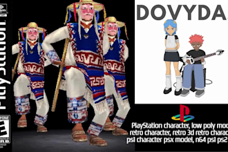3d low poly model, ps1 character, 3d retro model, ps1 ps2 y2k n64 in lowpoly