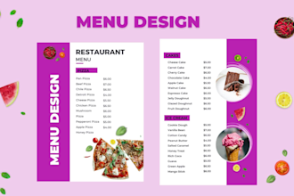 design food menu, restaurant menu, menu card, restaurant brochure, menu design