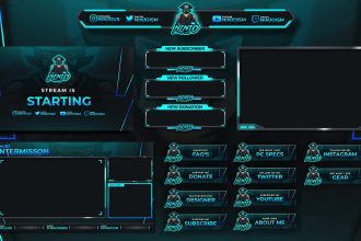 design custom animated stream overlay for twitch, youtube, and kick