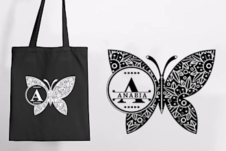 create butterfly monogram logo