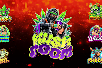 design weed, marijuana, cannabis mascot logo