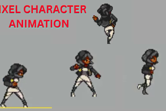 pixel art animation, pixel character design, pixel sprite sheet, animated sprite