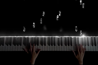compose animated lyric video melancholic cinematic music and voiceovers