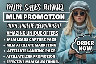 mlm promotion, mlm sales funnel, affiliate recruitment, mlm leads, mlm promotion