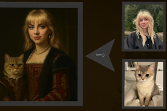 create a custom royal pet and owner portrait using ai art