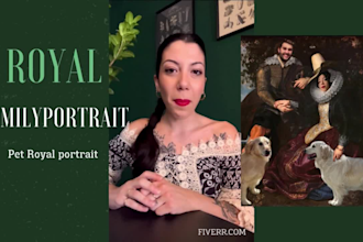 make royal portrait, fantasy portrait for pets and couples
