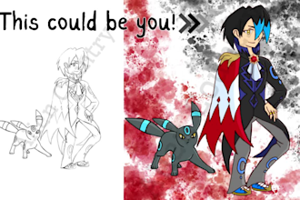 draw you with your favorite pokémon, custom hand drawn digital art never ai