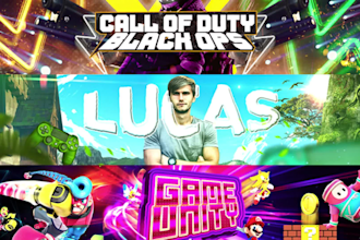 create an amazing gaming youtube banner, anime or kick, gaming