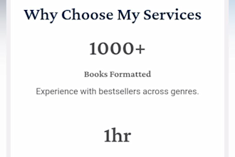 provide book formatting, layout design, and typesetting, formatting