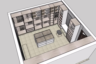 do walk in closet, millwork cabinet 2d floor plan and 3d model