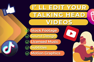 create professional youtube talking head video and podcast video editing