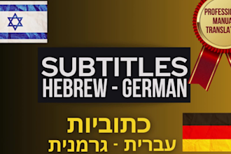 edit and translate video subtitles in hebrew and german
