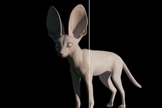 create 3d animal animation, 3d creatures model,  with realistic fur, xgen hair,