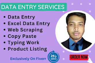 do data entry, data collection, web research, and copy paste