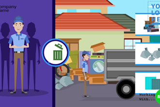 do junk removal service 2d animation promo video