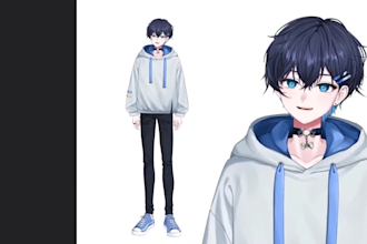 draw male female live2d 3d vtuber model chibi nsfw anime 2d model vtuber rigging