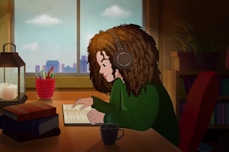 create lofi loop animation, lofi music, anime animation, animated gif