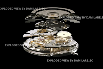 create 3d watch modeling and animation exploded view of your product
