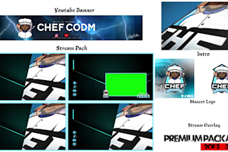 design a professional twitch overlay stream package and more