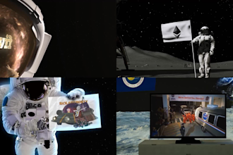 create 4 astronaut lands on the moon logo reveal