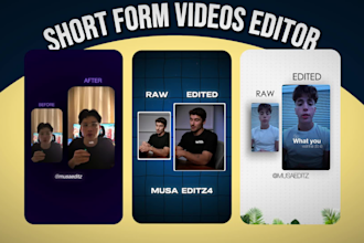 edit short form videos for youtube shorts, reels, and faceless yt videos