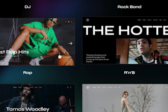 design  online radio website, podcast website, dj website and music site