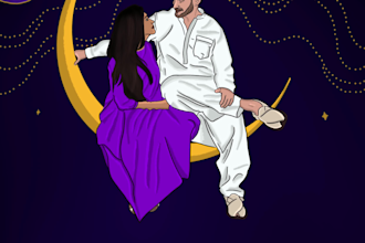 draw custom couple portraits or design your wedding invite