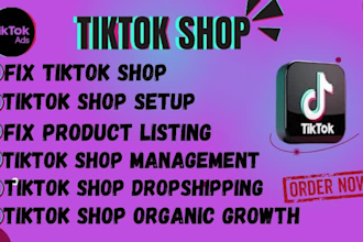 setup tiktok ads approve tik tok shop for USA shopify store marketing manager
