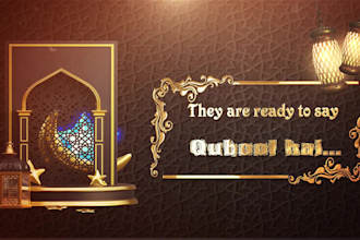 premium islamic wedding invite video and 3d effects photos and gold text