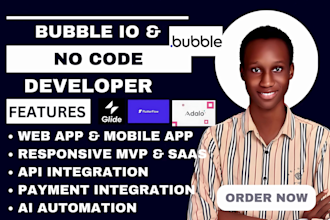 build no code app adalo,  bubble io developer, appsheet, glide, flutterflow app