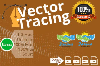 do bitmap to vector tracing, HD resolution, redesign vector, image enlarge