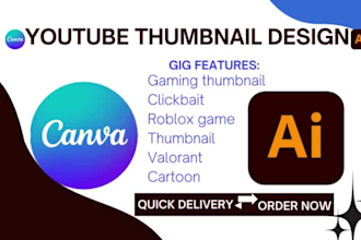 design attractive youtube, valorant, roblox game thumbnail in less than 24hours