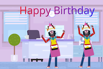 create happy birthday cartoon animated video for your kids